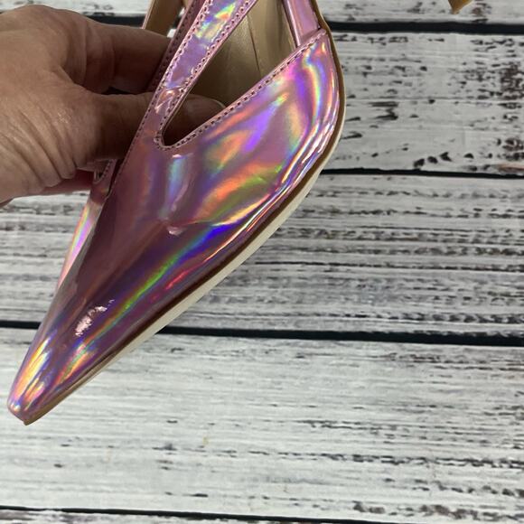 Vivian NY Pink Iridescent Ultra Heels Pumps Mules Shoes size 7.5 M Prom Wedding - Picture 9 of 16